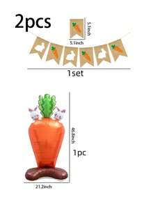 kumozawa 1 Set de decoración de Pascua: Banderín de conejo y zanahoria + 1 globo de zanahoria, decoración de fiesta con temática de Pascua, sin necesidad de alimentación eléctrica, apto para celebraciones y promoción fotográfica en interiores - Multicolor - Ver 3