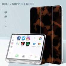 Leopard Color Block Pattern Three Fold Pen Slot Tablet Protective Case, Suitable For IPad Pro 2024 13 Inch Air7 13 Inch Air2024 13 Inch 11th And 10th Generations 10. 9-Inch Compatible With IPad 2021 10. 2 Inch Air3 10. 5 Inch Air2 Air1 9. 7 Inch IPad Mini 6 8. 3 Inch IPad Mini 5 Mini 4 7. 9 Inch Women's Four Corner Anti Fall Support Sleep/Wake-Up Function - White - View 5