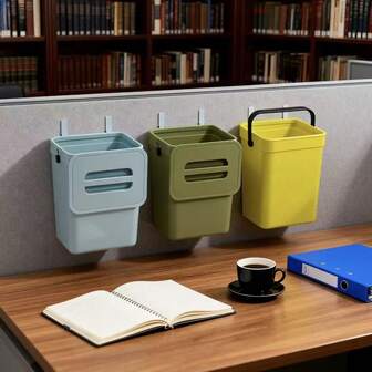 多场景粘性垃圾桶 - 适用于厨房/浴室/卫生间！强力吸盘+高承重，密封盖锁住异味，壁挂式，无需钻孔，易于清洁，开关安静，适合家庭/商业用途！