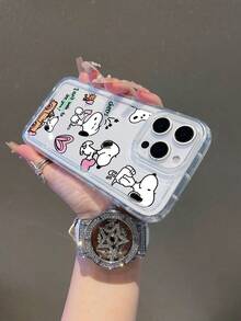 1pc Cute Snoopy Pattern, Air Cushion Transparent Anti-Fall Phone Protective Case, TPU Material, Suitable As Holiday Gift, Compatible With IPhone XS/XS Max/XR/11 12 13 14 15 16 Pro/Pro Max/14 15 16 Plus/17, Unisex, Also Compatible With Samsung Phones - Clear - View 8