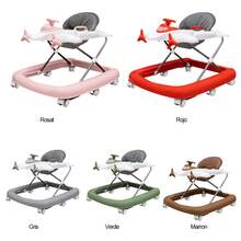 Andador para Bebés Diseño de Avión, Plegable con Juguetes Musicales e Iluminación, Estructura Estable Multicolores, Ayuda al Aprendizaje del Caminar, Asiento Cómodo Desmontable - Regalo Ideal para Niños - Marrón - Ver 11