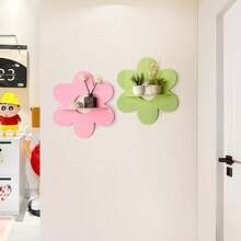 2Pcs Cute Shelf Pink Floating Shelves, Flower Shaped Green Floating Shelves Display Daisy Decor For Bathroom Livingroom Bedroom Shelves - 2pcs - 查看 6