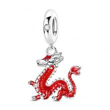 1 mặt dây chuyền mạ bạc hình mèo may mắn và rồng Trung Quốc phong cách Trung Hoa, thích hợp làm vòng tay, mặt dây chuyền, móc chìa khóa, quà tặng năm mới cho bạn bè và gia đình - Bạc - Xem 14