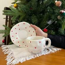 2个陶瓷咖啡杯，休闲水杯，牛奶杯，夏季饮具，厨房用品，家用厨具，生日礼物，手工不对称陶瓷咖啡杯碟套装，彩绘图案马克杯 - 多選 - 查看 19