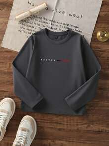 3 件套男童休闲印花圆领长袖 T 恤，秋季学生青年服装 - 彩色 - 查看 4