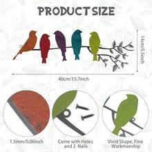Ferraycle Metal Bird Wall Art - Birds On Branch With Leaves - Metal Sculpture Wall Hanging Sign For Balcony, Garden, Home Decor(Fresh Colors),FreshColors - FreshColors - 查看 3