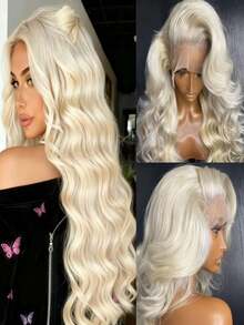 Platinum Blonde Human Hair Wig For Women 13X4 HD Body Wave Lace Front Wigs Human Hair 250 Density White Colored Lace Frontal Wigs Pre Plucked With Baby Hair Brazilian Remy Glueless Wigs Human Hair For Daily Use - SWhite - Xem 1