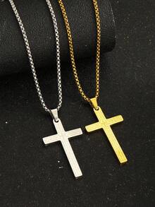 1pc Punk Hip Hop Fashion Bible Cross Pendant Necklace Stainless Steel Unisex Jewelry Suitable For Boys Girls Street Party Religious Jewelry For Daily Wear - Multicolor - View 1