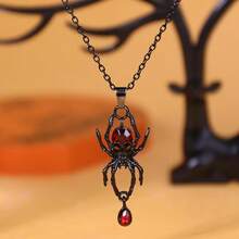 Gothic Spider Necklace For Women Halloween Red Crystal Spider Pendant Necklace Black Choker Punk Skull Chain Necklaces Vintage Goth Jewelry Cosplay Costume Accessories,Color-3 - 顏色-3 - 查看 6