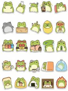 50 piezas Pegatinas de rana de dibujos animados, divertidas y lindas, para teléfono, computadora portátil, equipaje, guitarra, monopatín, iPad, decoración DIY