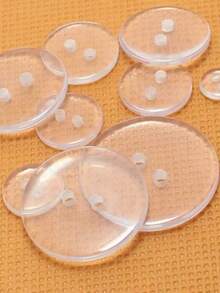 100pcs/Pack Transparent 2-Hole Resin Buttons, Double-Sided Sewing Buttons, Suitable For Shirts, Home Textiles, Crafts, Clothing And Sewing Accessories - Clear - View 6