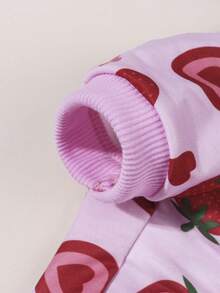 LUCKIE LABO 1件情人节爱心草莓印花连帽衫，可爱休闲宠物服装，适合吉娃娃等小型犬，室内外均可穿着。 - 粉色 - 查看 8