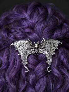 GuoShuang 1pc Retro Women's Hair Clip, Punk Bat Hair Clip, Gothic Style Women Jewelry Hair Accessory Gift - Multicolor - View 2