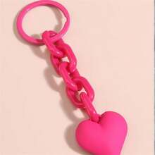 1/2 Pieces Heart & Chain Keychain Solid Key Ring Minimalist Bag Accessory Valentine's Day Jewelry - Multicolor - View 8