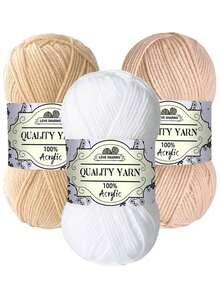 3卷秋冬季柔软不褪色毛线，适用于钩编、棒编、织布 - 每卷50克，适合制作毛衣、帽子、毯子、包包 - 适合初学者到专家级水平，多色套装（绿、黄、蓝、红、棕、灰、白） - 是DIY礼物和家居装饰项目的理想之选，创意手工材料，舒适柔软 - 彩色 - 查看 6