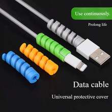 2pcs Spiral Data Cable Protective Case Silicone, Suitable For Original Charging Cables Of Apple And Android Phones, Preventing Breakage.