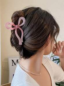 4pcs Women's Simple Bow Hair Clips, High-End Back Of Head Hairdo Hair Claw Hair Clips Accessories