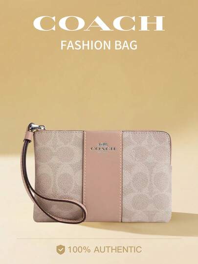 Coach 코너 지퍼 16 클래식 모노그램 PVC 지갑 손목 지갑 여성용 지갑 클러치 RFID 카드 홀더 휴대폰 지퍼 동전 여행용 포켓 핸드백