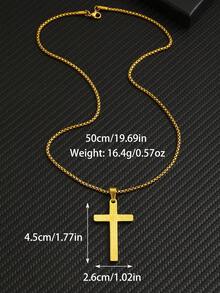 1pc Punk Hip Hop Fashion Bible Cross Pendant Necklace Stainless Steel Unisex Jewelry Suitable For Boys Girls Street Party Religious Jewelry For Daily Wear - Multicolor - View 7