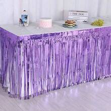 1pc Rain Curtain Tassel Table Skirt, Disposable Table Cloth Party Supplies Decorations, Suitable For Birthday Party, Wedding, Holiday Dining Table Decor