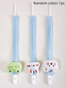 1pc Newborn Cartoon Plush Pacifier Clip, Baby Pacifier Holder Chain, Infant Doll Anti-Lost Strap (Random Color/Style) - Multicolor - View 9