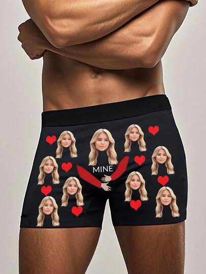 1-częściowy zestaw bielizny męskiej z nadrukiem twarzy, spodenki Norollwaistband, bielizna męska z nadrukiem twarzy, spersonalizowana bielizna męska, spersonalizowane zdjęcia, bielizna ze zdjęciami, spersonalizowana bielizna z twarzą, prezenty dla chłopaka i męża, spersonalizowane dla mężczyzn, zima, spersonalizowane prezenty, rocznice, święta, idealny prezent dla chłopaka