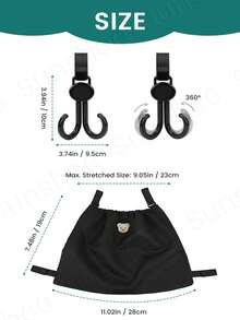 Stroller Bag Large Capacity Organizer With Stroller Hook - Reusable Washable Mummy Bag With Black Bear Pattern, Holds Mobile Phone, Wallet & Milk Bottles For Home & Travel - Multicolor - View 2