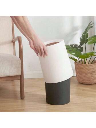 1pc Double Layer Thickened Trash Can Large Capacity Household Cute Double Layer Paper Basket Lightweight Luxury Living Room Bedroom Ins Trash Can For Home Office Bathroom Kitchen Dorm Nursery Study Closet Balcony Space Saving Design Soft Rounded Edges Modern Minimalist Chic Neutral Tone Versatile Decorative Waste Bin Odor Resistant Easy Clean Practical Liner Friendly Kid Pet Friendly Gift Ready Seasonal Home Refresh Halloween Thanksgiving Christmas Hostess Ready