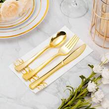 200 paquete de servilletas de papel desechables, servilletas de 3 capas para la cena con ribete dorado para invitados, toallas de papel absorbentes y suaves para el baño, cocina, cena, fiesta, boda o evento - Oro + 200 - Ver 7