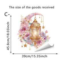 1pc Pink Floral Lantern Star Moon Wall Sticker, Removable Self-Adhesive Vinyl Material, Islamic Muslim Style Decorative Sticker, Suitable For Living Room, Bedroom And Home Decor Art. - Multicolor - View 13