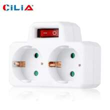 CILIA 1/2个二合一欧标转换插头，带2个德标插头，欧标转德标插头，带开关，16A 250V 3500W，白色，适用于家庭、旅行、办公用途