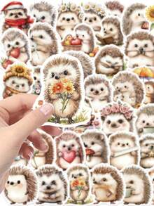 50pcs Hedgehog Stickers Kawaii Aniaml Stickers Hedgehog Party FavorsCraft Supplies Vinyl Sticker - Multicolor - View 6