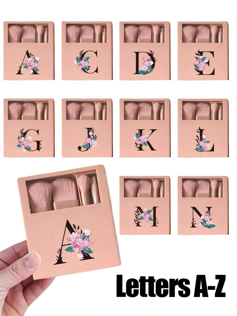 Set di pennelli cosmetici portatili color pelle con specchi, stampa floreale con lettere da A a Z, set di pennelli per trucco con setole morbide, pennelli da viaggio per il trucco con scatole a specchio, penne cosmetiche multifunzione mini, pennelli per fondotinta, pennelli per ombretti, strumenti per principianti per la bellezza, set di organizer per il trucco, rastrelliera per il trucco, include pennelli cosmetici, regali convenienti per ragazze, set di strumenti per il trucco, forniture da viaggio portatili, articoli da viaggio necessari, set di pennelli completo, set di pennelli per il trucco, kit di trucco completo, set di pennelli, set di pennelli per il trucco, set regalo per il trucco
