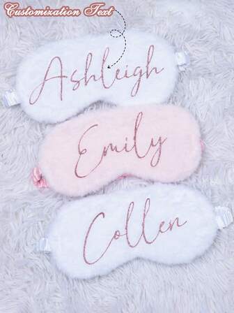 1pc Autumn/Winter Plush Comfortable Blackout Eye Mask, Customizable Name Design Eye Mask, Personalized Sleep Mask, Best Bridesmaid Gift, Bridal Party Gift, Personalized Wedding Gift, Birthday Gift, Party Favor, Anniversary Gift, Unique Small GiftChristmas Beauty Accessories