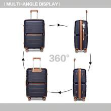Lightweight PP Hard Shell Suitcase Luggage 20in Cabin Carry On 24in Medium Check In 28in Large Check In 3 Piece Set Spinner Wheels TSA Lock Travel - Navy Blue - View 5