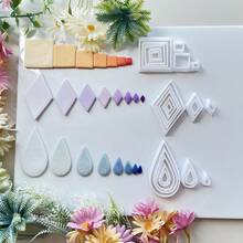 8-Piece Set Of Boxed Soft Clay Molds With Diamond, Square, And Teardrop Basic Patterns For Making Jewelry, Earrings, And Other Shapes - White - View 6