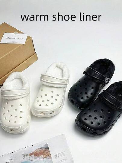 两款全新产品，专为破洞鞋设计，采用保暖棉质鞋面和柔软内衬。袜子内衬和羊毛鞋面均可拆卸清洗，适合秋冬季节穿着（不含鞋子）。