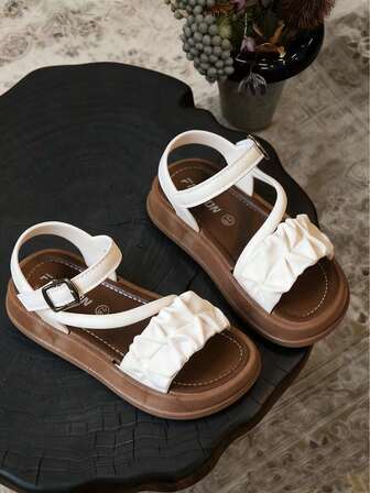 Sandalias de estilo princesa para niñas, zapatos de playa de verano para niños, zapatos de punta abierta, sandalias casuales de niña con lazo de moda, zapatos de verano, blancos