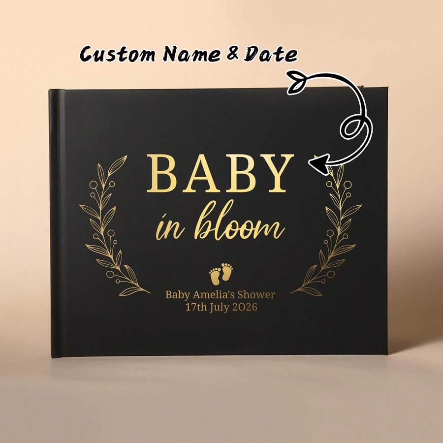 1pc Personalized Black Or White Horizontal Message Book, Customized Photo Album, Gift For New Parents Of Girls Or Boys - Multicolor 1 - View 1