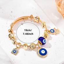 1 pièce Bracelet pendentif vintage, Bracelet vintage bleu mignon à l'œil, Bracelet pentagramme vintage, Bracelet classique réglable - Bleu azur - Voir 2