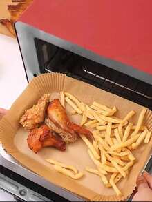 50/100pcs Air Fryer Baking Paper, Oven- Parchment Paper, Rectangular Food Fryer Paper, Oven & Air Fryer Specific Oil-Proof Paper - Heat Resistant, Waterproof, Suitable For Bread, Potato, Toast, Pizza, Fried Chicken, Fries, Roasted Chicken, Nuggets, Tarts - Multicolor - View 3