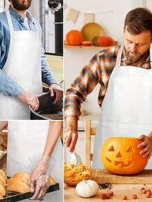 黑色围裙一件装，可调节厨房围裙，女士涤纶围裙，可擦手烹饪工作服，涤纶腰部防油防水，简约黑色围裙带口袋，加厚腰部设计，时尚家务厨房工作服，厨房用品 - 彩色 - 查看 3