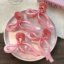 4pcs Women's Simple Bow Hair Clips, High-End Back Of Head Hairdo Hair Claw Hair Clips Accessories