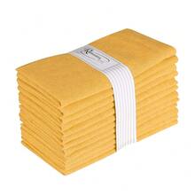 Cloth Dinner Napkins In 1OO% Cotton Fabric - Mustard, Mitered Corners & Generous Hem, Set Of 12,18x18EveryDayNapkin,Mustard - 芥末 - 查看 1