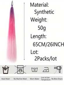 2 Packs 26 Inch Y2K Gradient Synthetic Hair Extensions, Braided Colorful Ponytail With Hair Metal Wire Elastic Tie, Soft And Smooth, For Daily Wear Or Role-Playing, Suitable For All Ethnicities - Multicolor - View 4