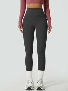 女士柔软亲肤弹力时尚舒适瑜伽/健身紧身裤 - 深灰色 - 查看 2