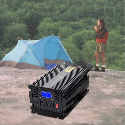 Power Inverter, 2000W Modified Sine Wave Inverter, DC 12V To AC 120V Car Converter, With LCD Screen, Remote Controller, LED Indicator, AC Outlets Inverter For Truck RV Car Boat Travel Camping