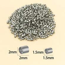 100颗1.5x1.5mm和2x2mm优雅简约镀金18K铜及加厚银色和铂金色珠子管，饰以珍珠，是制作婚礼和派对手链、项链和耳环的优质DIY配件。 - 彩色 - 查看 3