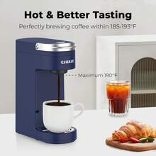 CHULUX Slim Single Serve Coffee Maker For K-Pods, Travel Coffee Machine With 12oz, Navy Blue - Navy - View 6