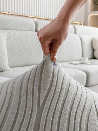 1 pieza Funda de sofá de color gris claro con patrón floral de línea ondulada 3D, sin relleno, estilo minimalista moderno, cómoda y suave funda de cojín para sofá de 3 plazas en forma de L, 2 plazas